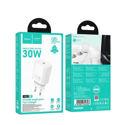 Punjač za mrežu HOCO N62, 30W, 3A, 1 x USB-C, Beli