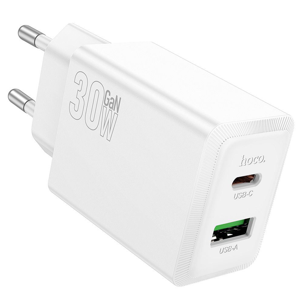 Punjač za mrežu HOCO N71, 30W, 3A, 1 x USB-A - 1 x USB-C, Beli