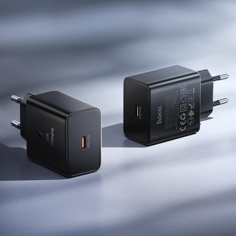 Mrežni punjač HOCO N77, 45W, 3A, 1 x USB-C, Crna