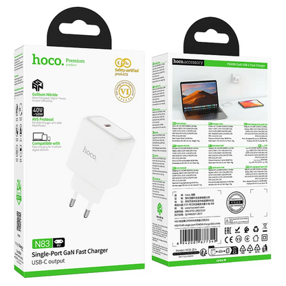 Punjač za mrežu HOCO N83, 40W, 3A, 1 x USB-C, Bela