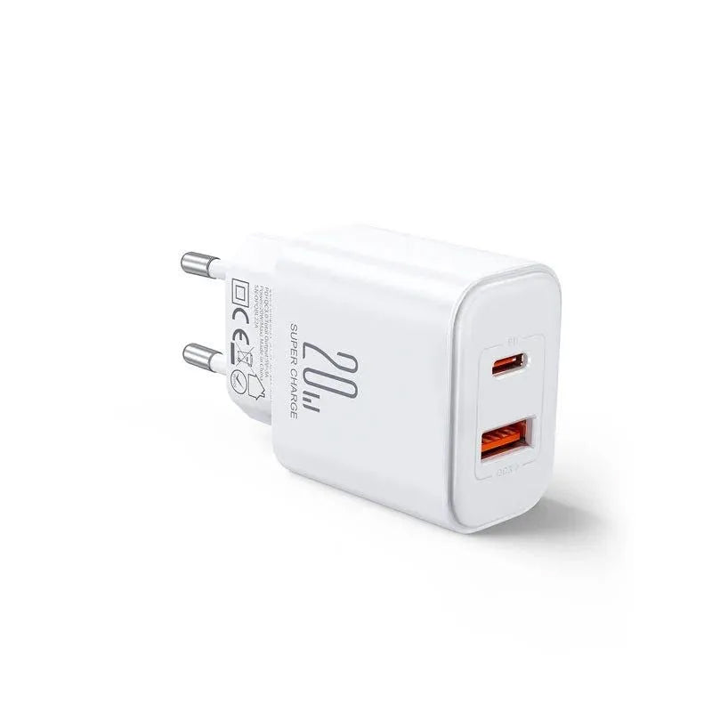 Punjač mreže Joyroom JR-TCF05, 20W, 3A, 1 x USB-A - 1 x USB-C, Beli