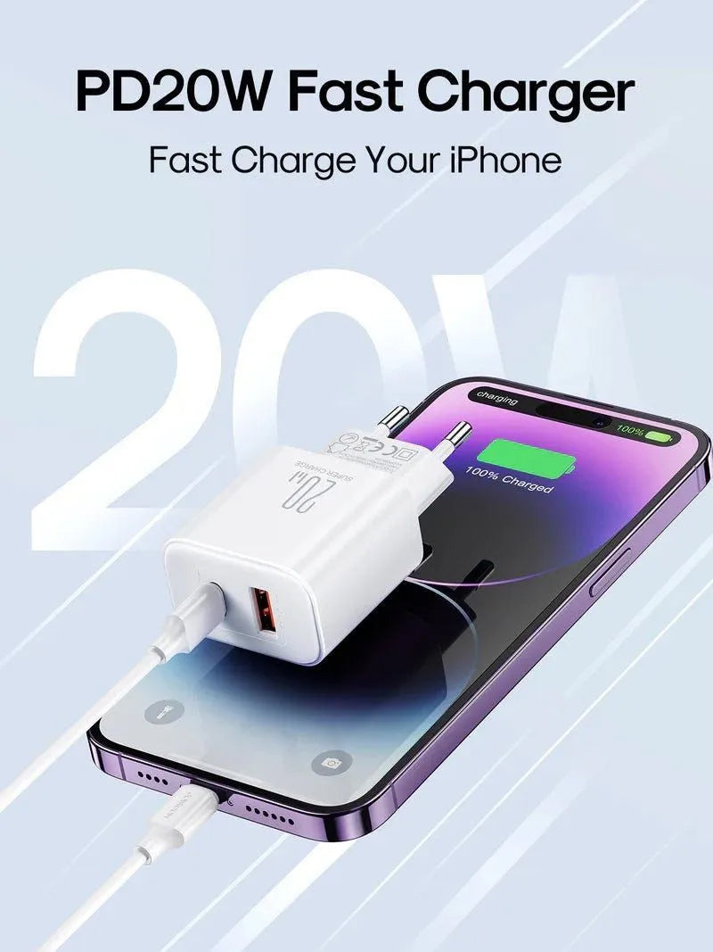 Punjač mreže Joyroom JR-TCF05, 20W, 3A, 1 x USB-A - 1 x USB-C, Beli
