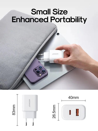Punjač mreže Joyroom JR-TCF05, 20W, 3A, 1 x USB-A - 1 x USB-C, Beli