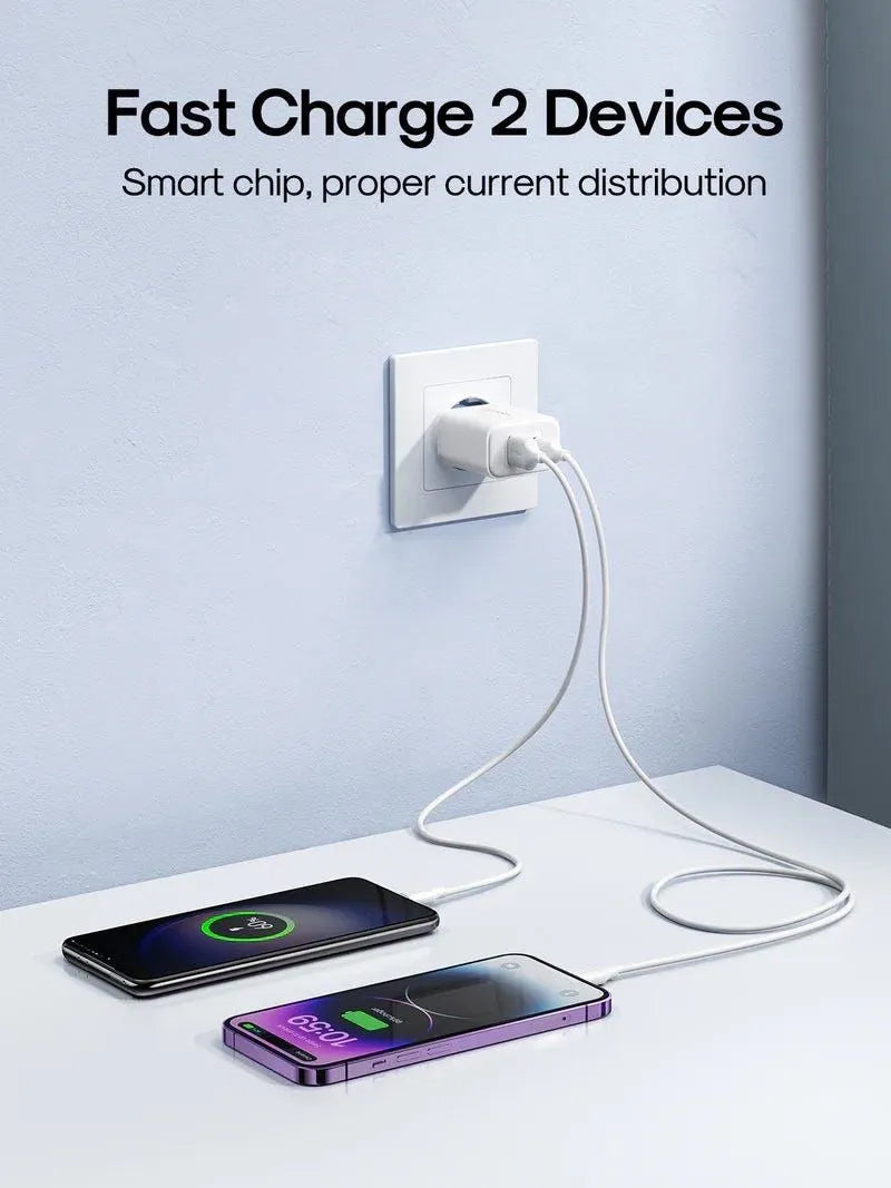 Punjač mreže Joyroom JR-TCF05, 20W, 3A, 1 x USB-A - 1 x USB-C, Beli