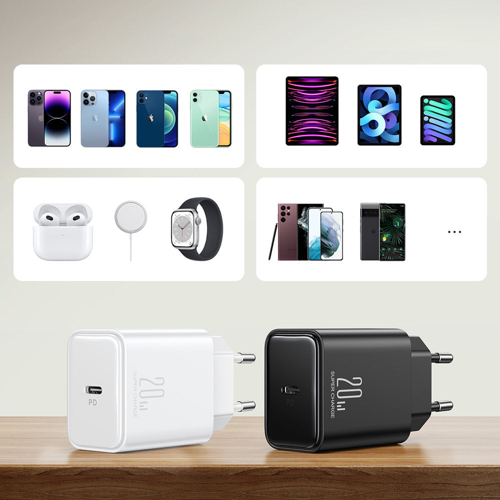 Network Charger Joyroom JR-TCF06, 20W, 3A, 1 x USB-C, White 