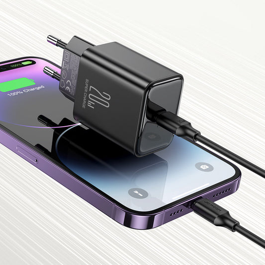 Network Charger Joyroom JR-TCF06, 20W, 3A, 1 x USB-C, Black 