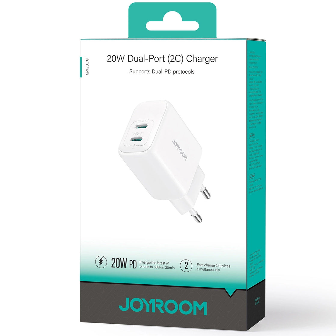 Punjač Mreža Joyroom JR-TCF12, 20W, 3A, 2 x USB-C, Bela