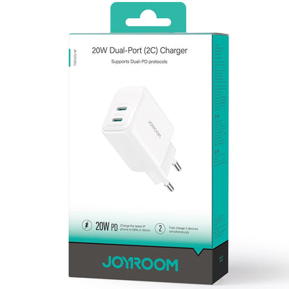 Punjač Mreža Joyroom JR-TCF12, 20W, 3A, 2 x USB-C, Bela