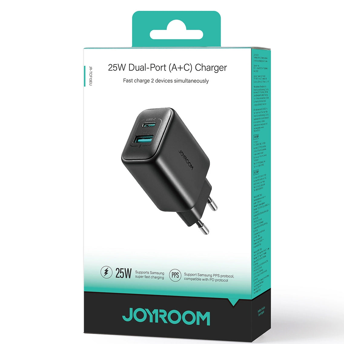 Punjač Mreža Joyroom JR-TCF13, 25W, 3A, 1 x USB-A - 1 x USB-C, Crni