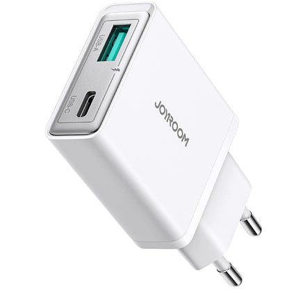 Punjač za mrežu Joyroom JR-TCF14, 20W, 3A, 1 x USB-A - 1 x USB-C, Beli
