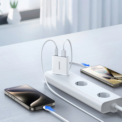 Punjač za mrežu Joyroom JR-TCF14, 20W, 3A, 1 x USB-A - 1 x USB-C, Beli