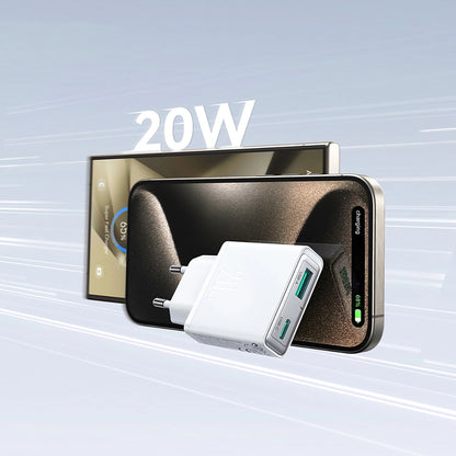 Punjač za mrežu Joyroom JR-TCF14, 20W, 3A, 1 x USB-A - 1 x USB-C, Beli