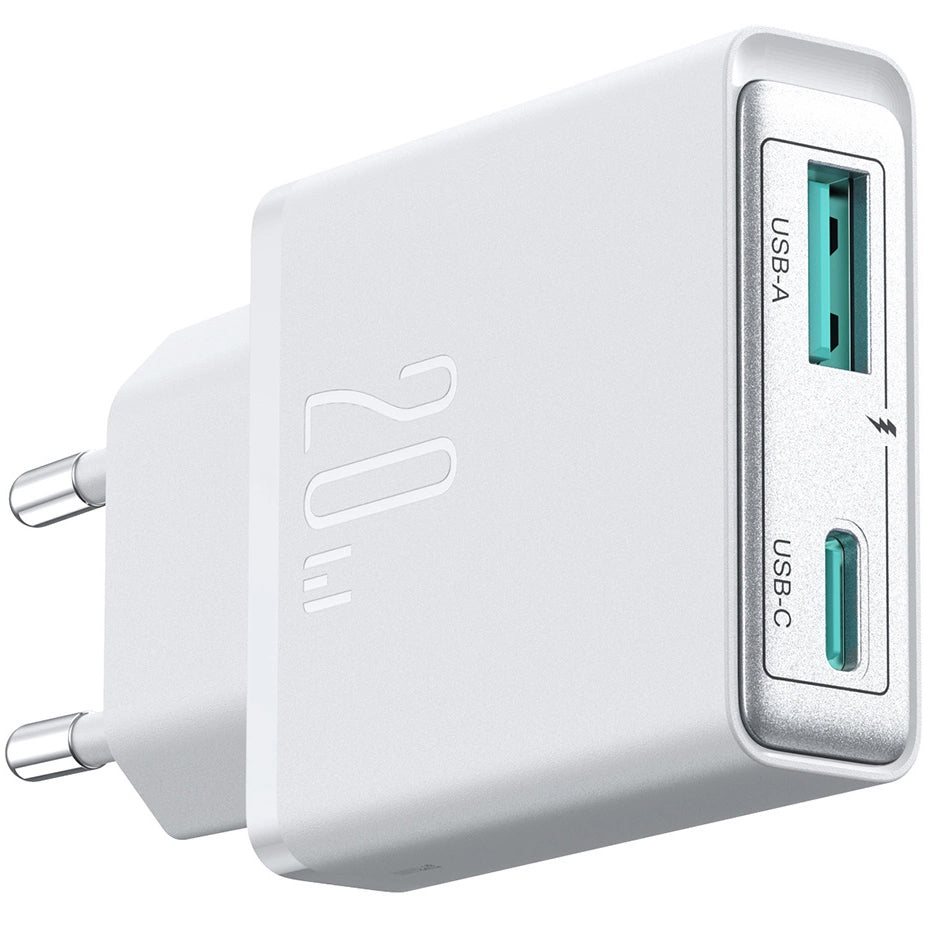 Punjač za mrežu Joyroom JR-TCF14, 20W, 3A, 1 x USB-A - 1 x USB-C, Beli