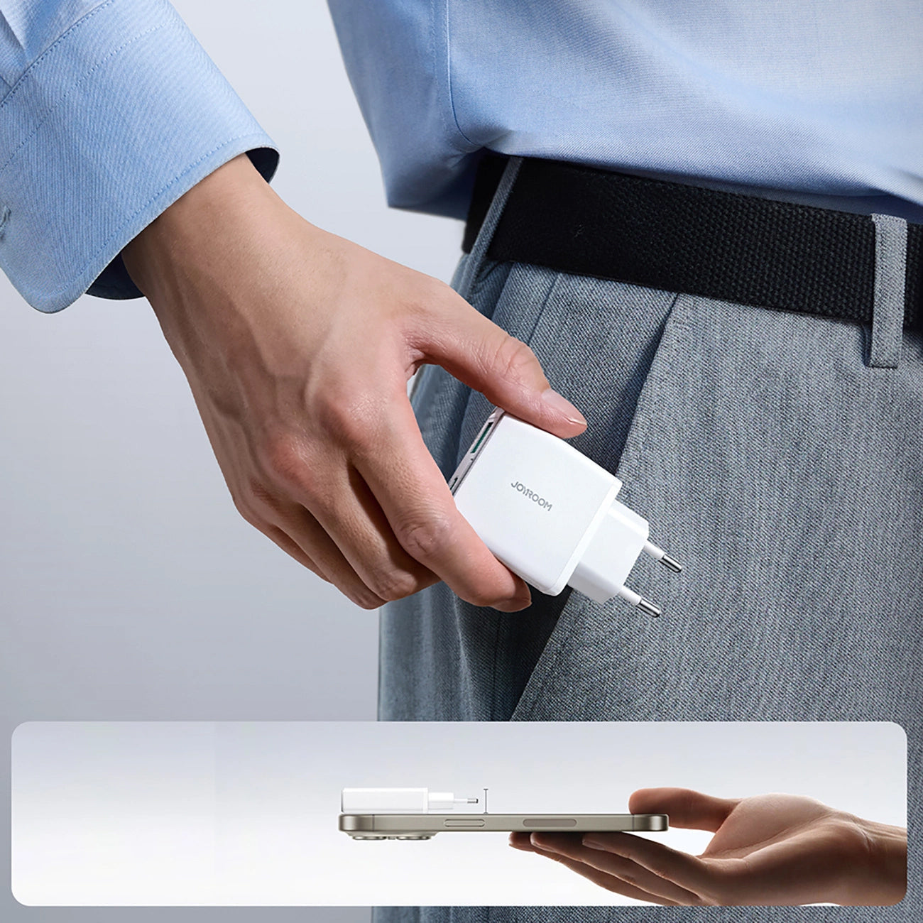 Punjač za mrežu Joyroom JR-TCF14, 20W, 3A, 1 x USB-A - 1 x USB-C, Beli