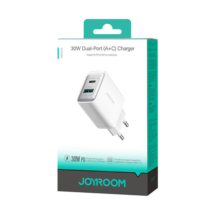 Punjač mreže Joyroom JR-TCF15, 30W, 5A, 1 x USB-A - 1 x USB-C, Beli