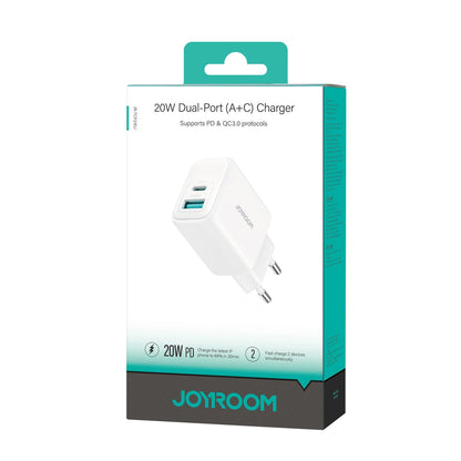 Punjač Mreže Joyroom JR-TCF21, 20W, 3A, 1 x USB-A - 1 x USB-C, Beli