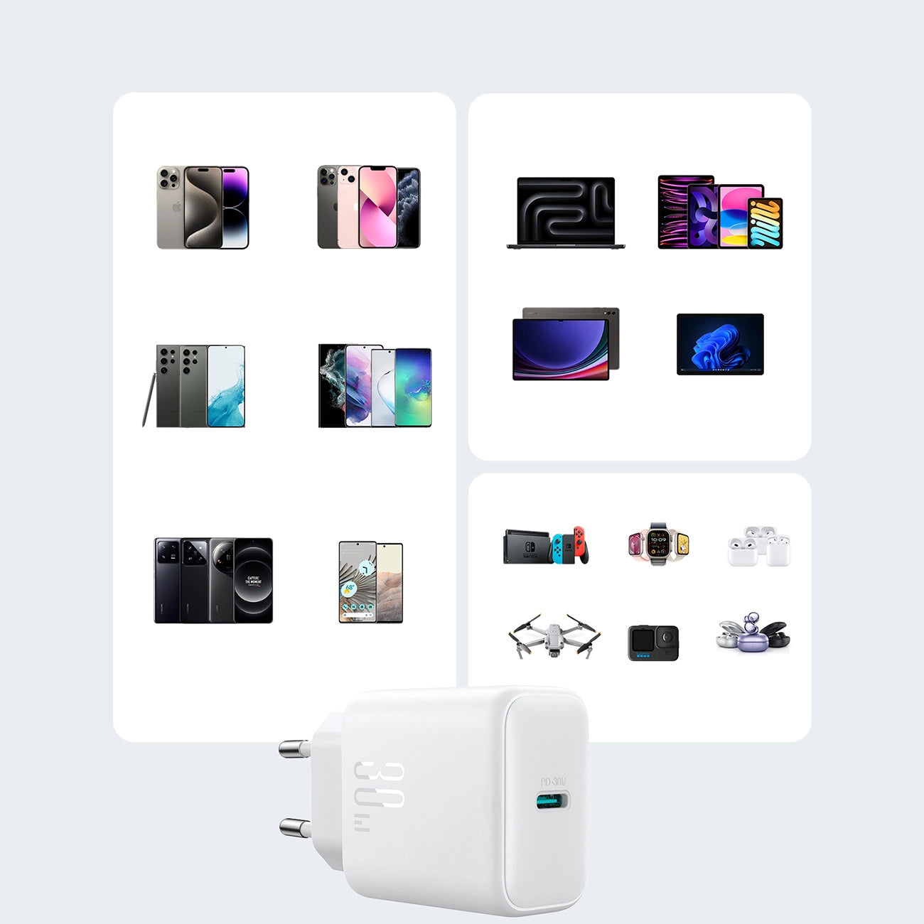 Punjač mreže Joyroom JR-TCF24, 30W, 3A, 1 x USB-C, Beli