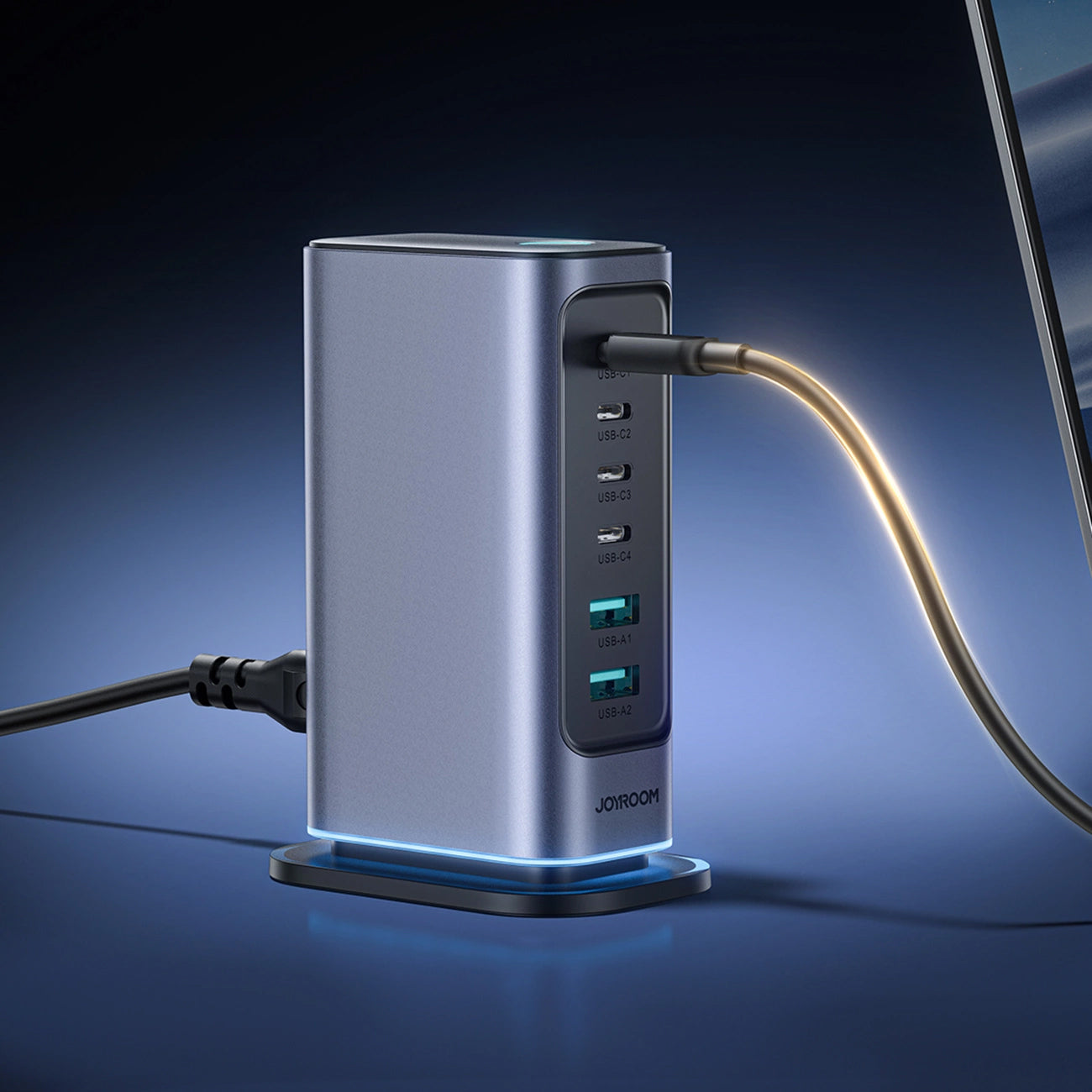 Punjač Stanica Joyroom JR-TCM02, 65W, 3.25A, 2 x USB-A - 4 x USB-C, Sivi