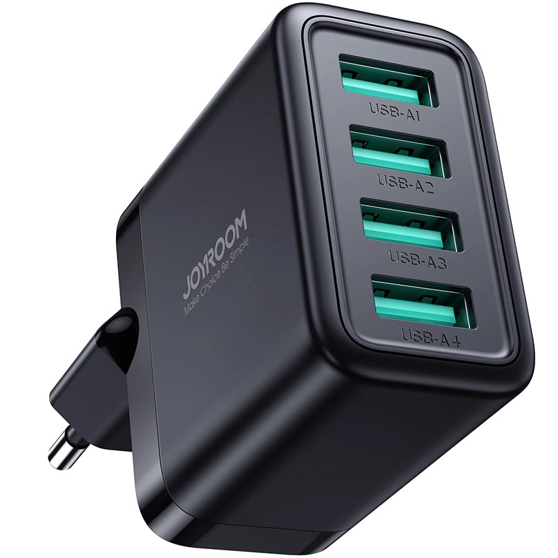 Network Charger Joyroom JR-TCN03, 24W, 2.4A, 4 x USB-A, Black 