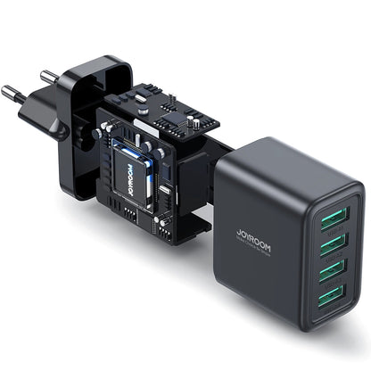 Network Charger Joyroom JR-TCN03, 24W, 2.4A, 4 x USB-A, Black 