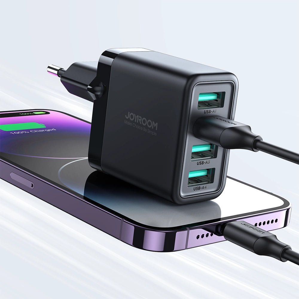Network Charger Joyroom JR-TCN03, 24W, 2.4A, 4 x USB-A, Black 