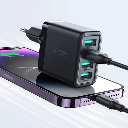 Network Charger Joyroom JR-TCN03, 24W, 2.4A, 4 x USB-A, Black 