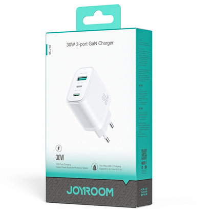 Punjač za mrežu Joyroom JR-TG6, 30W, 3A, 1 x Lightning - 1 x USB-A - 1 x USB-C, Bela