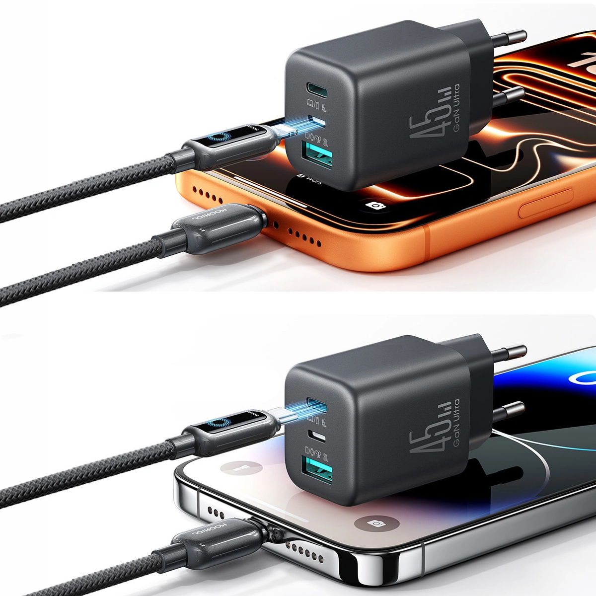 Punjač za mrežu Joyroom JR-TO1, 45W, 3A, 1 x Lightning - 1 x USB-A - 1 x USB-C, Crna