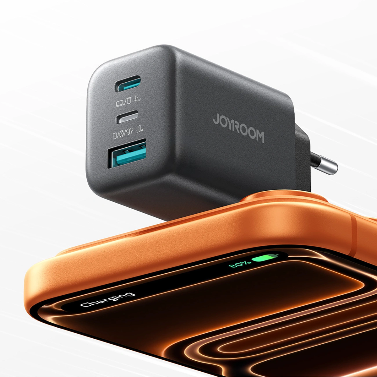 Punjač za mrežu Joyroom JR-TO1, 45W, 3A, 1 x Lightning - 1 x USB-A - 1 x USB-C, Crna