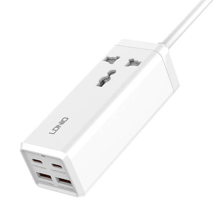 Network Charger Ldnio SC1418, 2500W, 5A, 1 x Socket - 2 x USB-A - 2 x USB-C, White