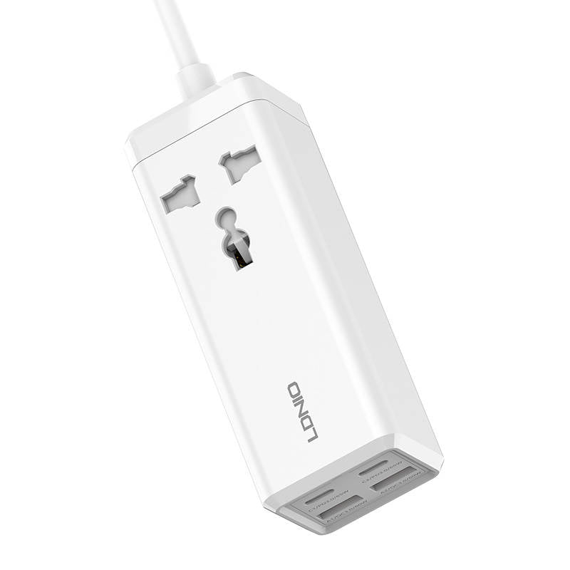 Network Charger Ldnio SC1418, 2500W, 5A, 1 x Socket - 2 x USB-A - 2 x USB-C, White