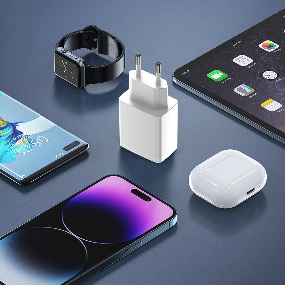 Punjač za mrežu Lito LC09, 20W, 3A, 1 x USB-A - 1 x USB-C, Beli