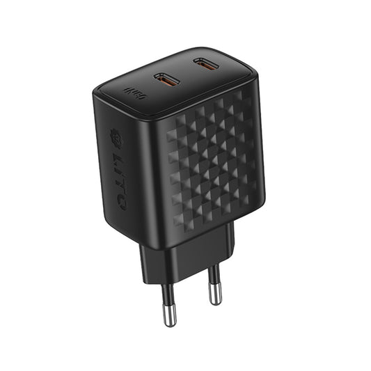 Punjač Mreža Lito LC22, 45W, 3A, 2 x USB-C, Crni