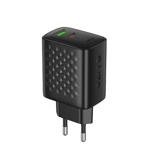 Punjač za mrežu Lito LC24, 65W, 3.25A, 1 x USB-A - 1 x USB-C, Crni
