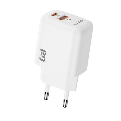 Punjač Mreža Lito LC28, 20W, 3A, 1 x USB-A - 1 x USB-C, Beli