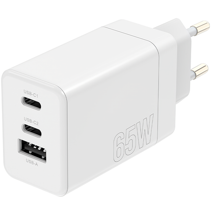 MaXlife Network Charger MXTC-08-65ACC, 65W, 3.25A, 1 x USB-A - 2 x USB-C, White 