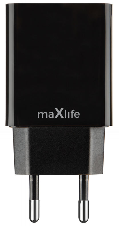 Punjač za mrežu MaXlife MXTC-12, 24W, 2.4A, 2 x USB-A, Crni