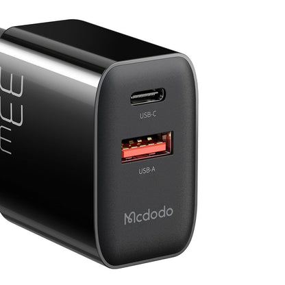 Mrežni punjač McDodo CH-0921, 33W, 3A, 1 x USB-A - 1 x USB-C, Crni