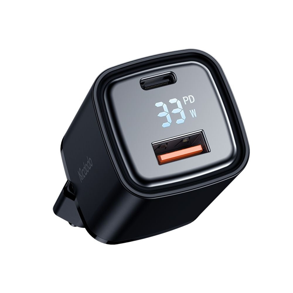 Mrežni punjač McDodo CH-1701 Graphite Display, 33W, 3A, 1 x USB-A - 1 x USB-C, Crni