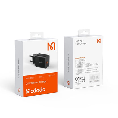 Mrežni punjač McDodo CH-1951 Hydrogen, 20W, 3A, 1 x USB-A - 1 x USB-C, Crni