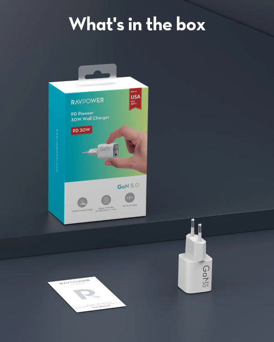 Punjač Mreže RavPower RP-PC1056, 30W, 3A, 1 x USB-C, Beli