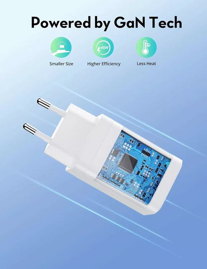 Punjač za mrežu RavPower RP-PC171, 45W, 3A, 1 x USB-A - 1 x USB-C, Bela