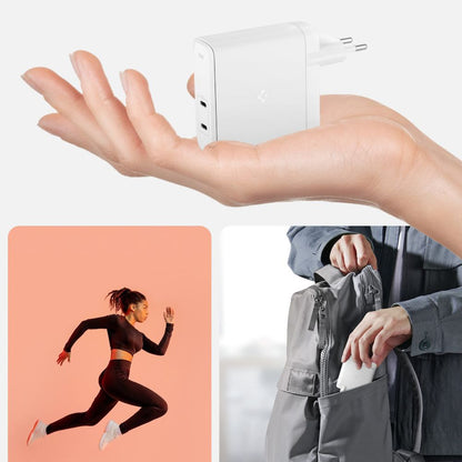 Punjač Spigen Arcstation Pro, 140W, 3.25A, 2 x USB-C, Beli