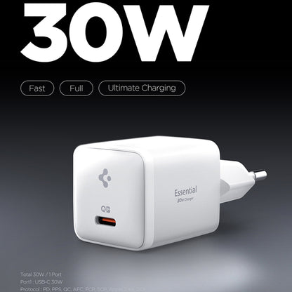 Incarcator Retea Spigen EE301EU Essential, 30W, 3A, 1 x USB-C, Beli ACH09492