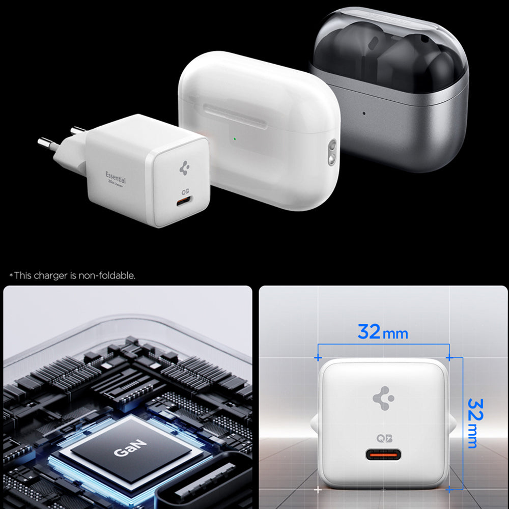Incarcator Retea Spigen EE301EU Essential, 30W, 3A, 1 x USB-C, Beli ACH09492