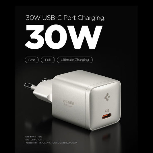 Punjač za mrežu Spigen EE301EU Essential, 30W, 3A, 1 x USB-C, Titan siva ACH10448