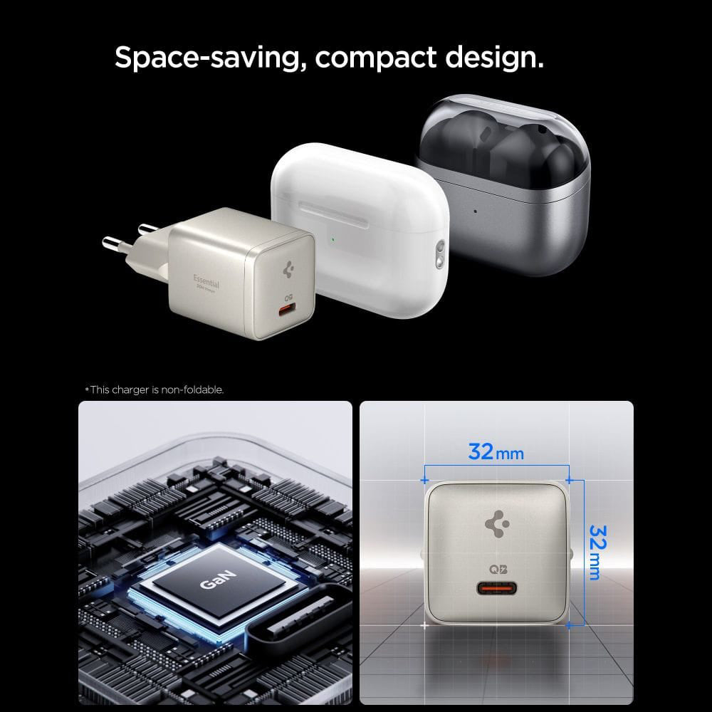Punjač za mrežu Spigen EE301EU Essential, 30W, 3A, 1 x USB-C, Titan siva ACH10448