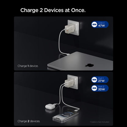 Mrežni punjač Spigen EE472EU Essential, 47W, 3A, 2 x USB-C, Titan Siva ACH10451