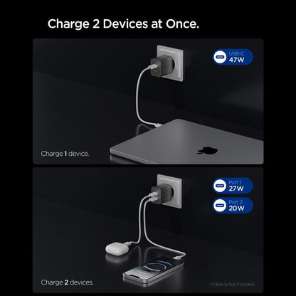 Mrežni punjač Spigen EE472EU Essential, 47W, 3A, 2 x USB-C, Siva ACH10450