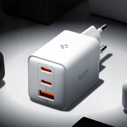 Punjač za mrežu Spigen EE473EU Essential, 47W, 3A, 1 x USB-A - 2 x USB-C, Beli ACH09464